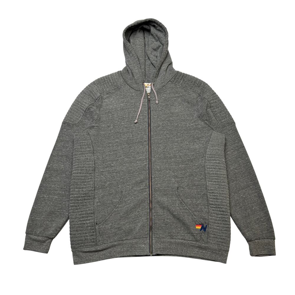 Aviator Nation Hooded Sweatshirt Gray Heather Mens XL Full Zip Retro
